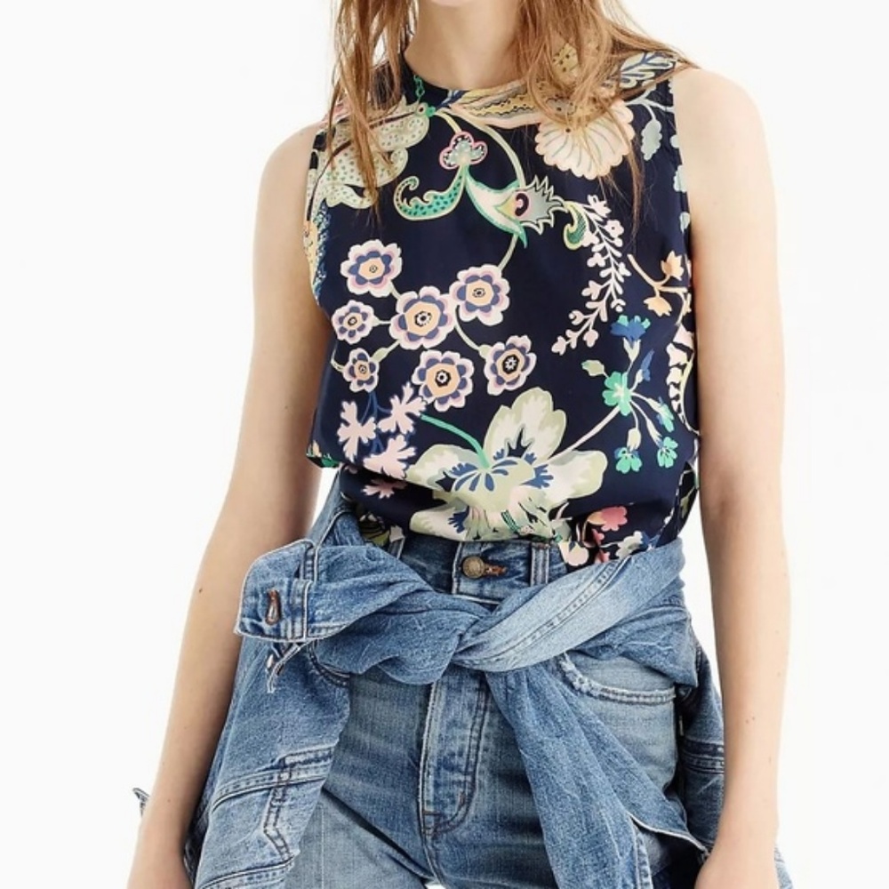 NWT J.Crew Sleeveless tank in Liberty® symphony fl
